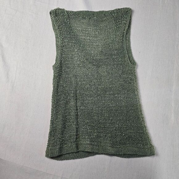 John & Jenn Crochet Fringe Top Olive Spice Women's Size Small Petite - Picture 2 of 13